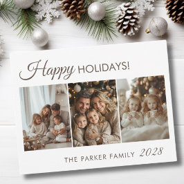 Prettige feestdagen Nee! 3 foto, wit, minimaal Feestdagenkaart