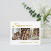 Prettige feestdagen Nee! 3 foto, wit, minimaal Feestdagenkaart (Staand voorkant)