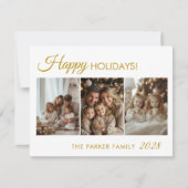 Prettige feestdagen Nee! 3 foto, wit, minimaal Feestdagenkaart (Voorkant)