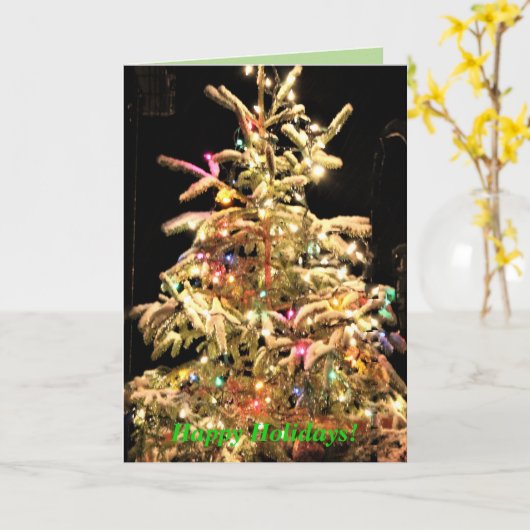 Prettige feestdagen Nee! Echte boom Echte sneeuw!  Kaart (Gele Bloem)