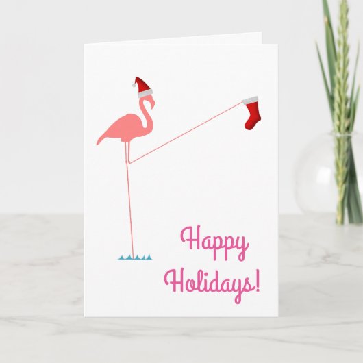 Prettige feestdagen Nee! - Roze flamingo silhouet (Voorkant)