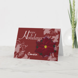 Prettige feestdagen Neef kaart Kerstmis Poinsettia