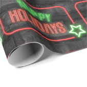 prettige feestdagen Neon Sign On Brick Cadeaupapier (Rol Hoek)
