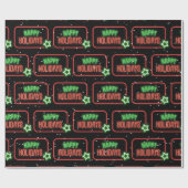 prettige feestdagen Neon Sign Snowflakes Cadeaupapier (Vlak)