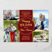 prettige feestdagen New Home 4 Foto Red en Gold (Voorkant)