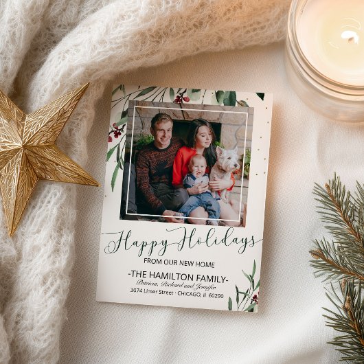 prettige feestdagen New Home Moving Notice Foto