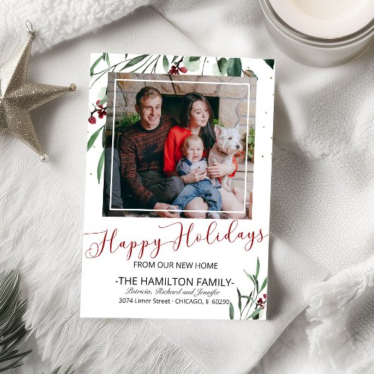 prettige feestdagen New Home Moving Notice Foto Feestdagenkaart
