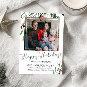 prettige feestdagen New Home Moving Notice Foto Feestdagenkaart