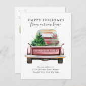 prettige feestdagen New Home  Red Truck Moving Aankondigingskaart (Voorkant / Achterkant)