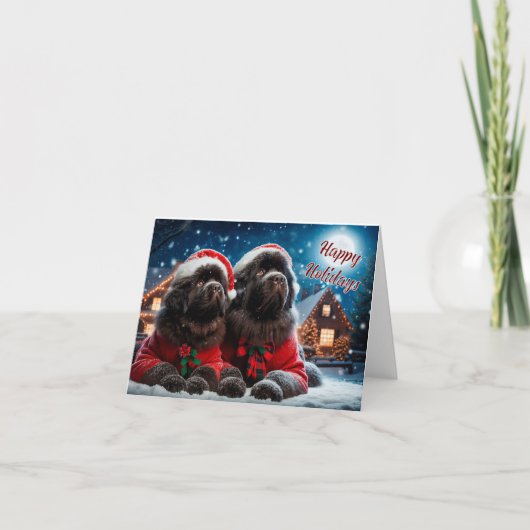Prettige feestdagen Newfoundland Dogs Kerst Kaart (Voorkant)