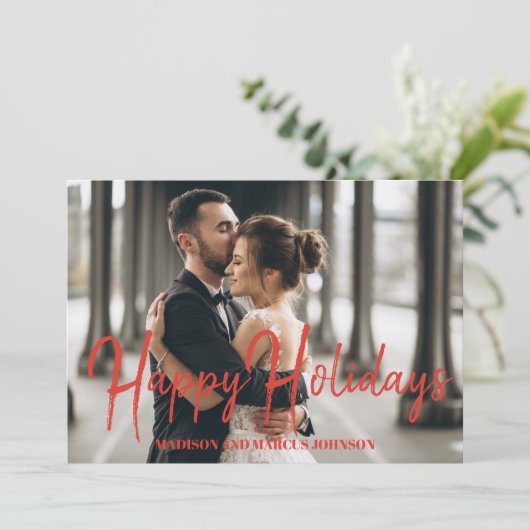 Prettige feestdagen €? | Newly-Weds vakantiefoto Feestdagenkaart (Staand voorkant)