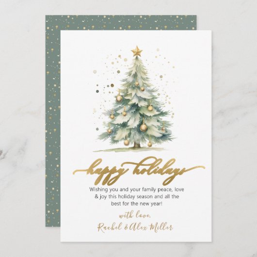 Prettige feestdagen Niet Foto Kerstboom Kaarten (Voorkant / Achterkant)