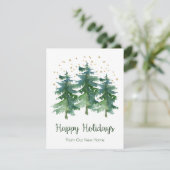 Prettige feestdagen Nieuwe Home Pine Trees Aankondiging (Staand voorkant)