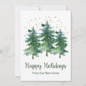 Prettige feestdagen Nieuwe Home Pine Trees Aankondiging (Voorkant)