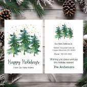 Prettige feestdagen Nieuwe Home Pine Trees Aankondiging