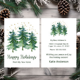 Prettige feestdagen Nieuwe Home Pine Trees Aankondiging