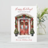 Prettige feestdagen Nieuwe Home Rode Deur Verhuize Aankondiging (Staand voorkant)