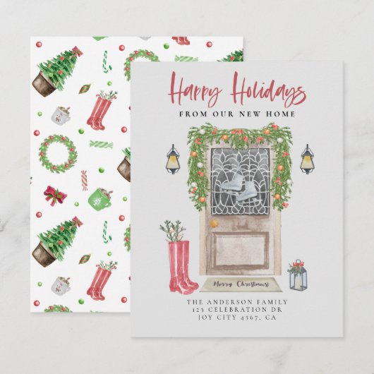 prettige feestdagen nieuwe kerstdeur voor thuisgeb aankondiging (Voorkant / Achterkant)