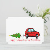 prettige feestdagen nieuwe thuisauto en nieuwe str feestdagenkaart (Staand voorkant)
