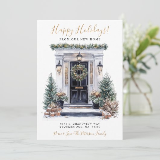 Prettige feestdagen · Nieuwe voordeur voor huis in Aankondiging (Staand voorkant)
