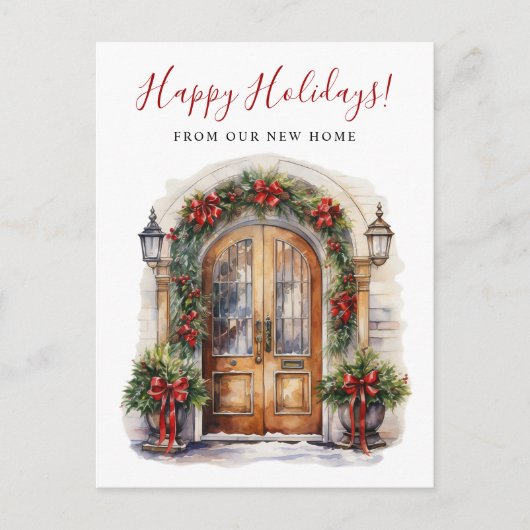 Prettige feestdagen · Nieuwe voordeur voor huis in Aankondigingskaart (Voorkant)