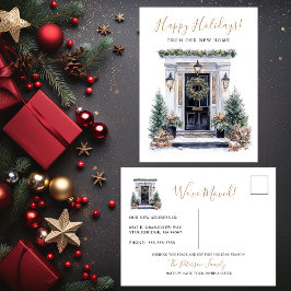 Prettige feestdagen · Nieuwe voordeur voor huis in Aankondigingskaart