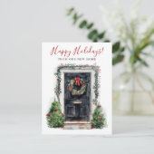 Prettige feestdagen · Nieuwe voordeur voor huis in Aankondigingskaart (Staand voorkant)