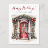 Prettige feestdagen · Nieuwe voordeur voor huis in Aankondigingskaart (Voorkant)