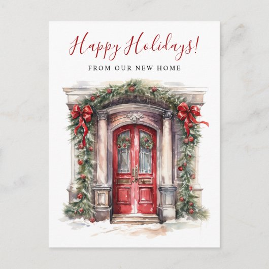 Prettige feestdagen · Nieuwe voordeur voor huis in Aankondigingskaart (Voorkant)