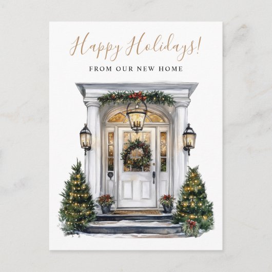Prettige feestdagen · Nieuwe voordeur voor huis in Aankondigingskaart (Voorkant)