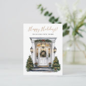 Prettige feestdagen · Nieuwe voordeur voor huis in Aankondigingskaart (Staand voorkant)