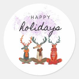 PRETTIGE FEESTDAGEN NL Herten in een yoga pose Ronde Sticker