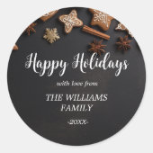 prettige feestdagen "NL" Rustiek, Kerstmis Ronde Sticker (Voorkant)