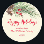 prettige feestdagen "NL" Waterverf Pine Christmas Ronde Sticker<br><div class="desc">prettige feestdagen "NL" Waterverf Pine Christmas Classic Ronde Sticker.</div>