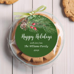 prettige feestdagen "NL" Waterverf Pine Christmas Ronde Sticker<br><div class="desc">prettige feestdagen "NL" Waterverf Pine Christmas Classic Ronde Sticker.</div>