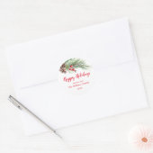 prettige feestdagen "NL" Waterverf Pine Christmas Ronde Sticker (Envelop)