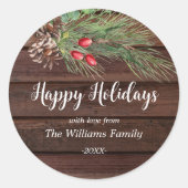 prettige feestdagen "NL" Waterverf Pine Christmas Ronde Sticker (Voorkant)