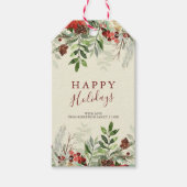 prettige feestdagen | Noel Holly Berries Gift Labe Cadeaulabel (Voorkant)