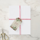 prettige feestdagen | Noel Holly Berries Gift Labe Cadeaulabel (Met Touw)