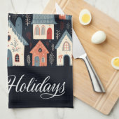 Prettige feestdagen Nordic Christmas Village Patro Theedoek (Quarter Fold)