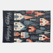 Prettige feestdagen Nordic Christmas Village Patro Theedoek (Horizontaal)