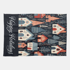 Prettige feestdagen Nordic Christmas Village Patro Theedoek