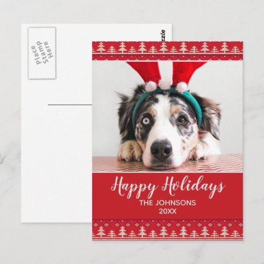 prettige feestdagen Nordic Pattern Foto Briefkaart (Voorkant / Achterkant)