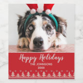 prettige feestdagen Nordic Pattern Foto Wijn Etiket (Enkel label)