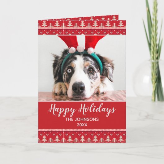 prettige feestdagen Nordic Pattern Photo Greeting Kaart (Voorkant)