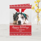 prettige feestdagen Nordic Pattern Photo Greeting Kaart (Gele Bloem)