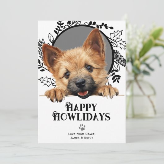 Prettige feestdagen Norwich Terrier Hond Kerstmis Feestdagenkaart (Staand voorkant)