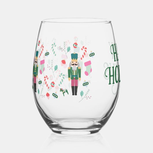  Prettige feestdagen notenkraker Christmas Wijnglas Zonder Voet (Voorkant)