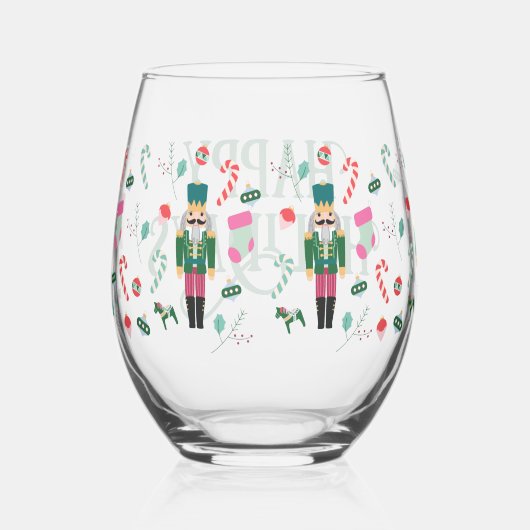  Prettige feestdagen notenkraker Christmas Wijnglas Zonder Voet (Rechts)