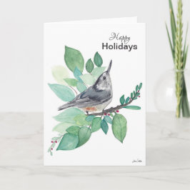 prettige feestdagen Nuthatch Bird Card Kaart